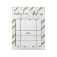 Yellow & Gray Stripe Elephant Baby Shower- Bingo Notepad