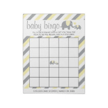 Yellow & Gray Stripe Elephant Baby Shower- Bingo Notepad