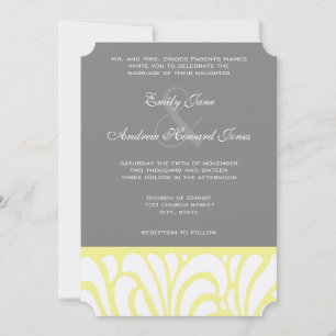 Yellow & Gray Swirl Pattern Wedding Invitation