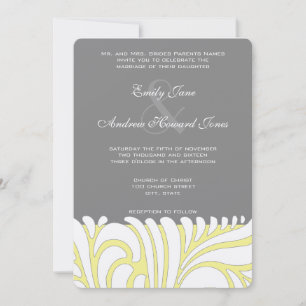 Yellow & Gray Swirl Pattern Wedding Invitation