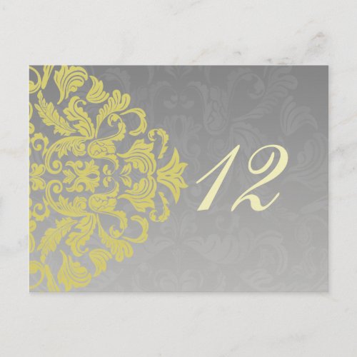 yellow gray  table numbers postcards