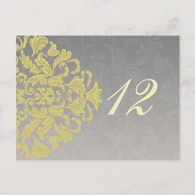 "yellow gray"  table numbers postcards (Front)