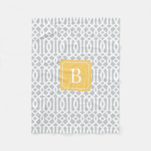 Yellow & Gray Trellis Fleece Blanket