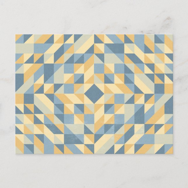 Yellow Gray Triangle Pattern Postcard (Front)