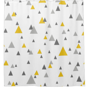 Yellow & Gray Triangles Modern Seamless Pattern Shower Curtain