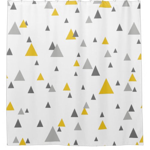 Yellow  Gray Triangles Modern Seamless Pattern Shower Curtain