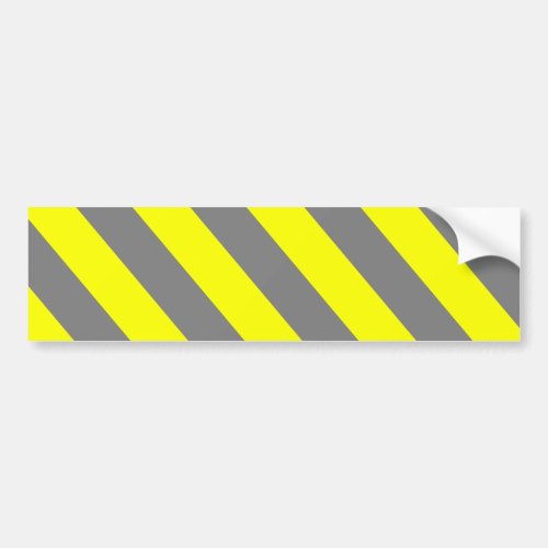 Yellow Gray Warning Stripes Bumper Sticker