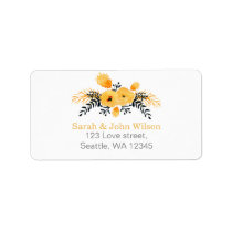 yellow gray watercolor floral address label