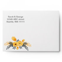 yellow gray watercolor floral envelope