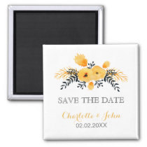 yellow gray watercolor floral save the Date Magnet
