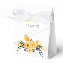 yellow gray watercolor floral wedding favor box