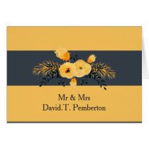 yellow gray watercolor floral Wedding Place Cards