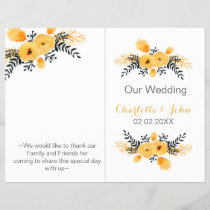 yellow gray watercolor floral wedding program