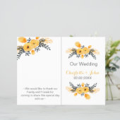 yellow gray watercolor floral wedding program (Standing Front)
