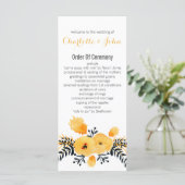 yellow gray watercolor floral wedding programs (Standing Front)