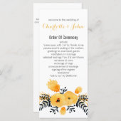 yellow gray watercolor floral wedding programs (Front/Back)