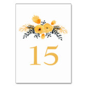 yellow gray watercolor floral wedding table number (Back)
