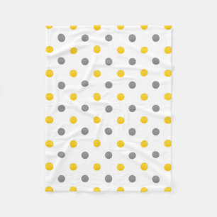 Yellow Gray Watercolor Polka Dots Fleece Blanket