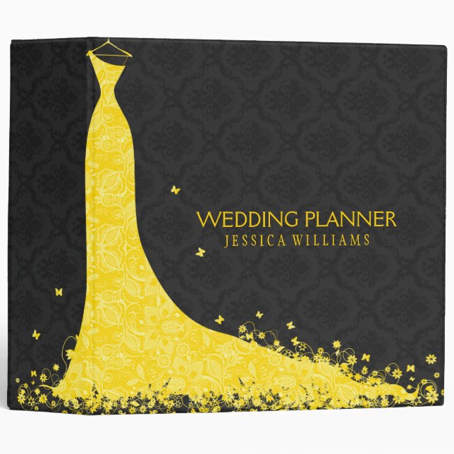 Yellow & Gray Wedding Dress & Vintage Lace Binder (Front/Spine)