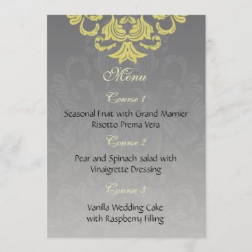 "yellow gray" wedding menu
