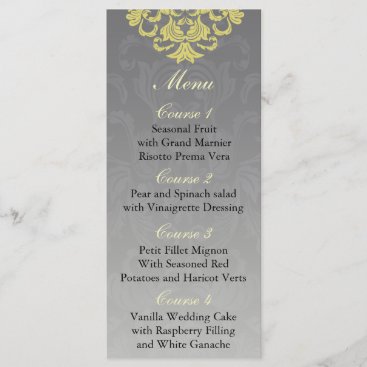 "yellow gray"  Wedding menu