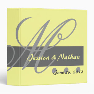 Yellow Gray Wedding Monogram Planner Photo Binder