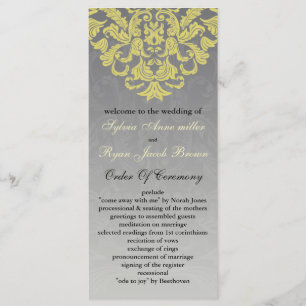 "yellow gray" Wedding program