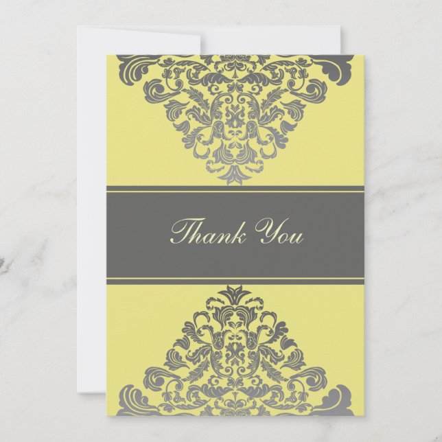 "yellow gray"  wedding ThankYou Cards (Front)