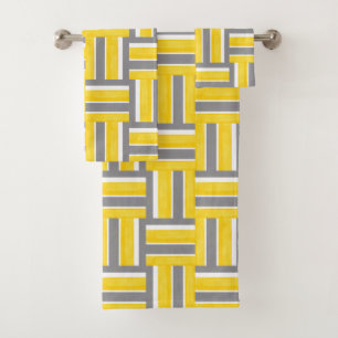 Yellow Gray Whit Stripes Modern Pattern Bath Towel Set