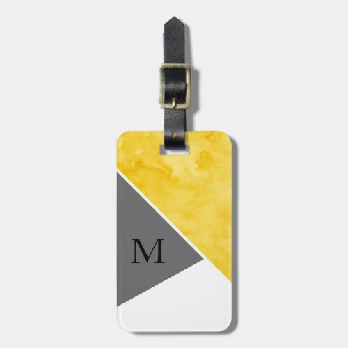 Yellow Gray White Color Block Luggage Tag