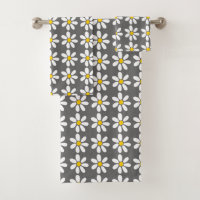 Yellow Gray White Daisy Pattern