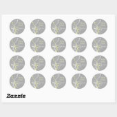 Yellow Gray White Floral 1.5" Wedding Sticker (Sheet)