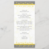 Yellow, Gray, White Floral Joined Hearts Menu Card (Back)