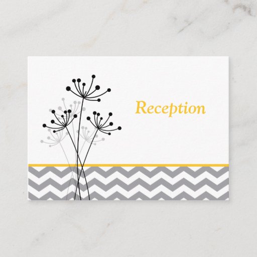 Customizable Yellow Gray White Floral Reception Enclosure Card Business Card Template