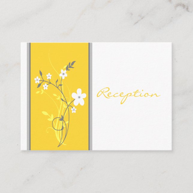 Yellow Gray White Floral Reception Enclosure Card (Front)