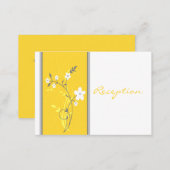 Yellow Gray White Floral Reception Enclosure Card (Front/Back)