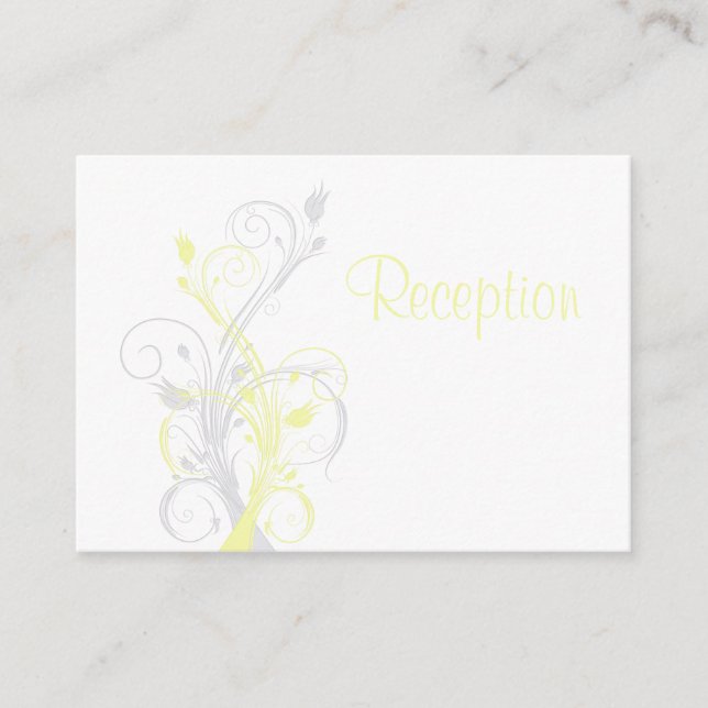 Yellow Gray White Floral Reception Enclosure Card (Front)