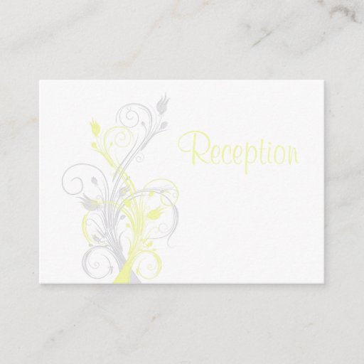 Customizable Yellow Gray White Floral Reception Enclosure Card Business Card Templates