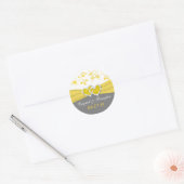 Yellow, Gray, White Floral Wedding Favor Sticker (Envelope)