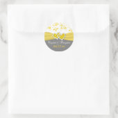 Yellow, Gray, White Floral Wedding Favor Sticker (Bag)