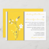 Yellow, Gray, White Floral Wedding Invitation (Front/Back)