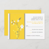Yellow, Gray, White Floral Wedding RSVP Card (Front/Back)