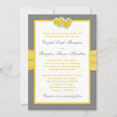 Yellow, Gray, White Joined Hearts Wedding Invite (Back)