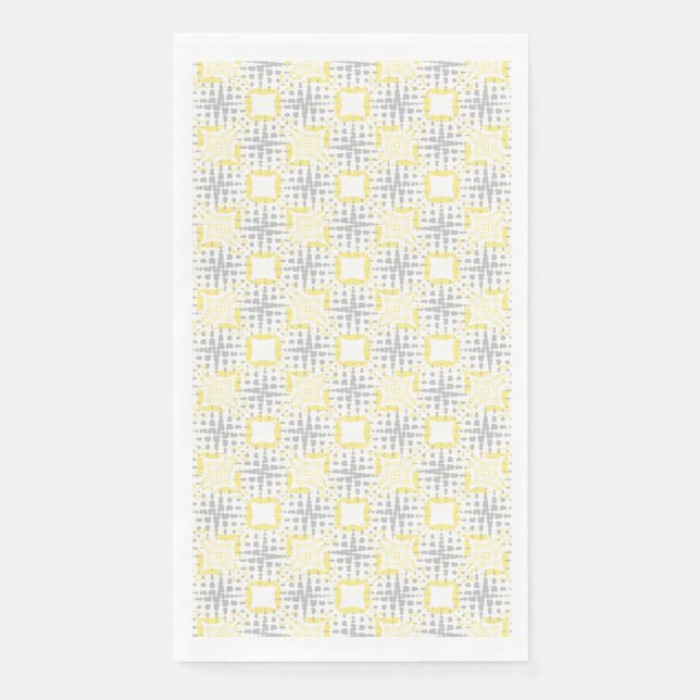 Yellow, Gray, & White Seismic Waves Pattern Paper Guest Towels (Front)
