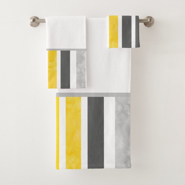 yellow striped bath towels