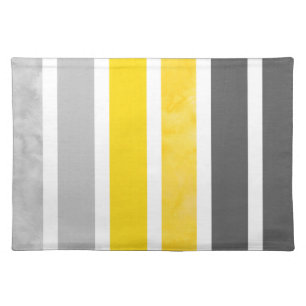 Yellow Gray White Stripes Cloth Placemat