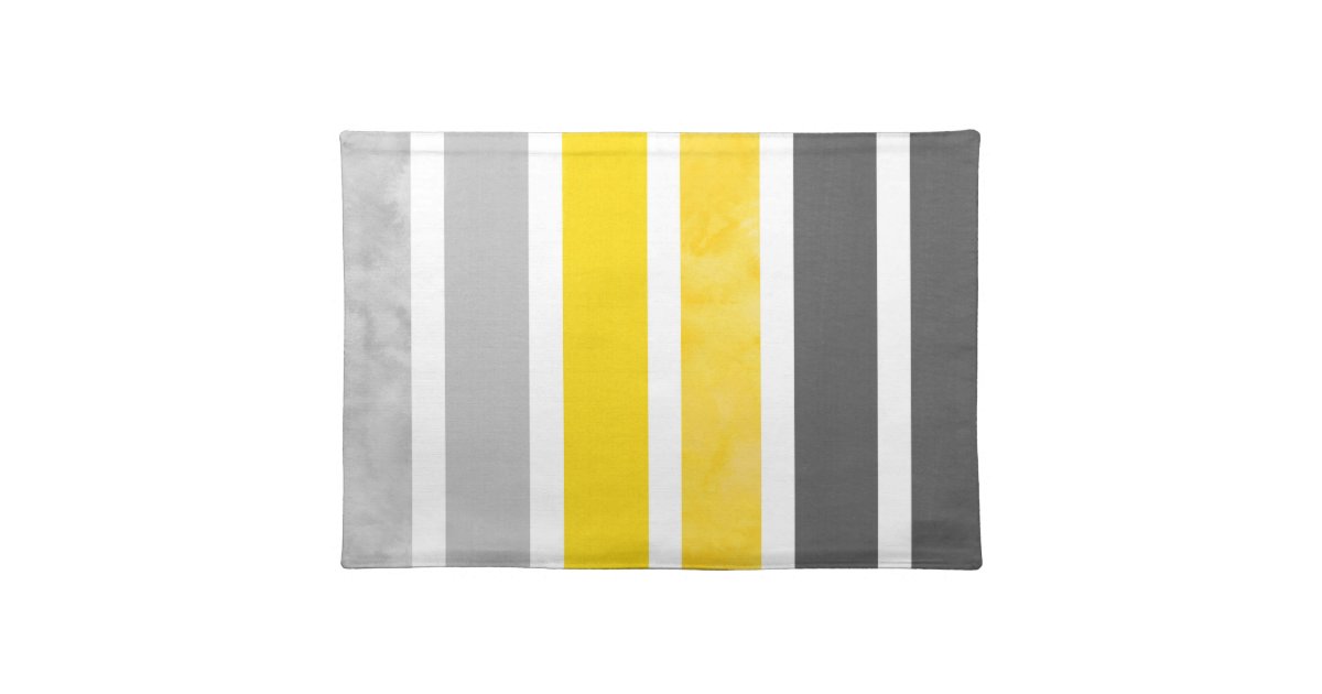 Yellow Gray White Stripes Cloth Placemat Zazzle