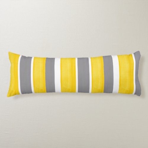 Yellow Gray White Stripes Modern 2  Body Pillow