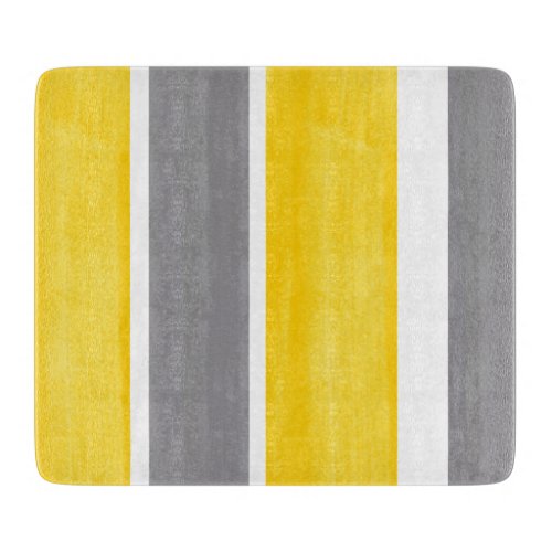 Yellow Gray White Stripes Modern 2 Cutting Board