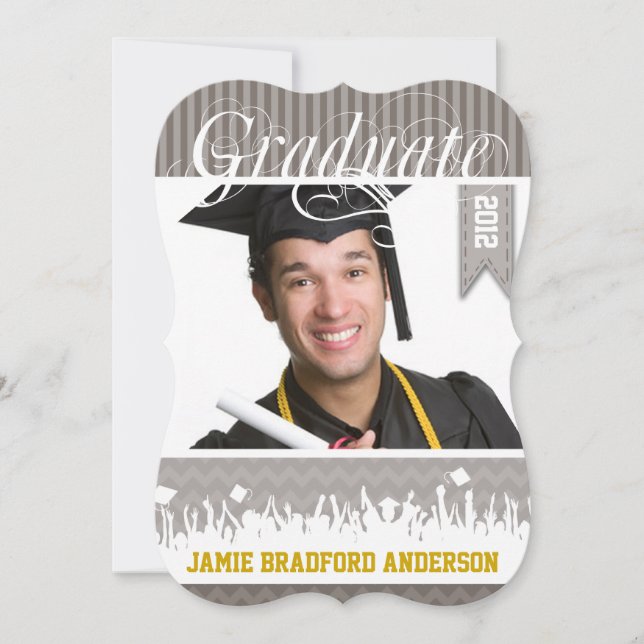 Yellow Gray Zig Zag Senior Picture Class of Announcement (Front)